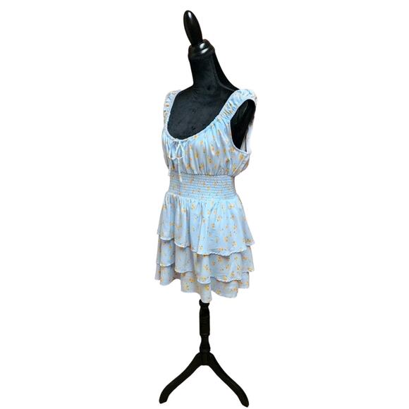 No Boundaries Size Large (13-14) Blue One Piece Romper With Puff Sleeves - Picture 5 of 7